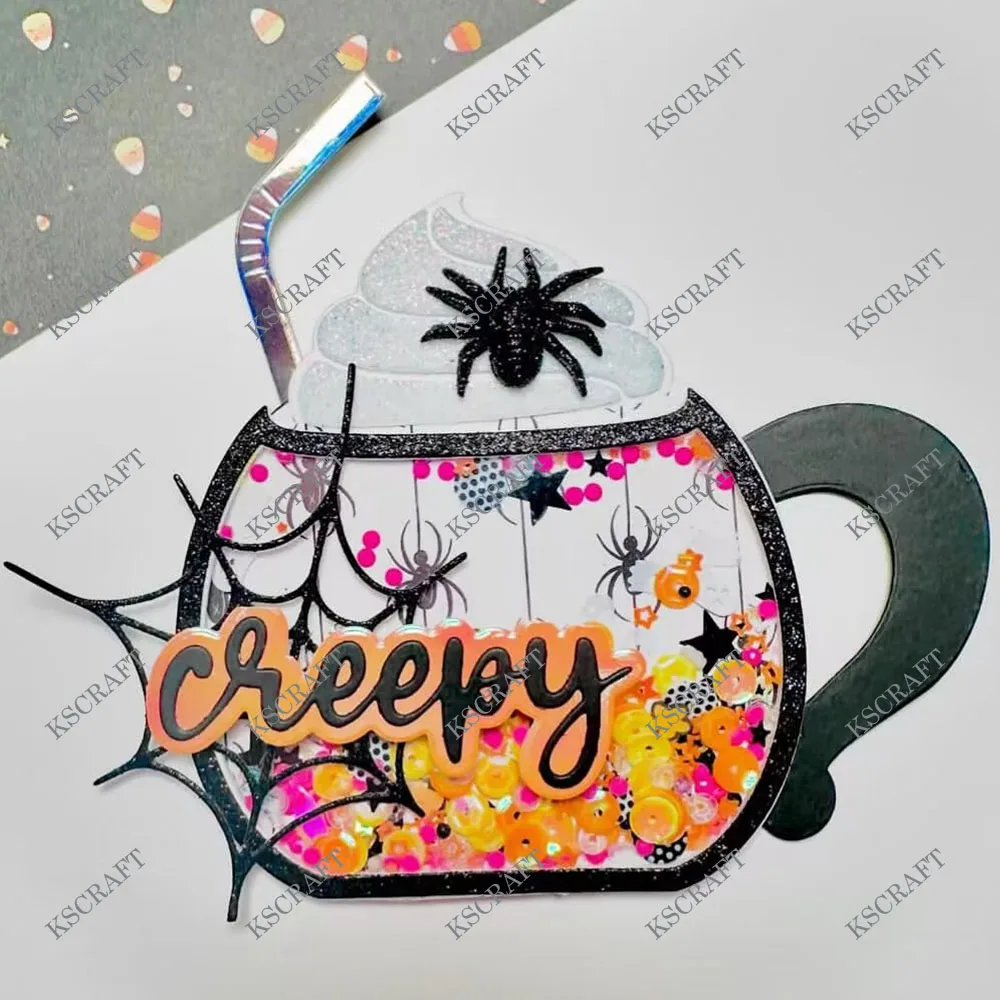 KSCRAFT Halloween Mug Shaker Cutting Dies Stencils for DIY Scrapbooking Decorative Embossing DIY Paper Cards