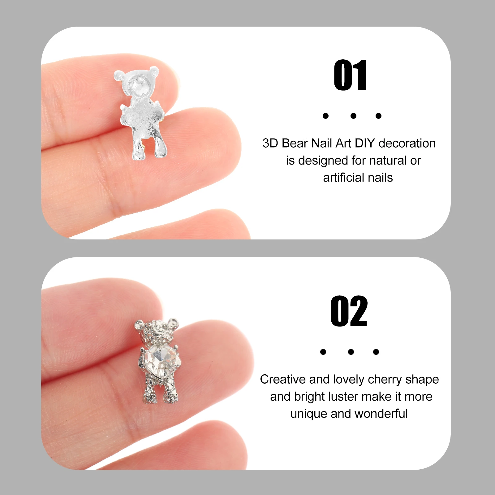 

20 Pcs Bear Nail Accessories Art Decorations Charm Gem Charms Cute Rhinestones for Nails