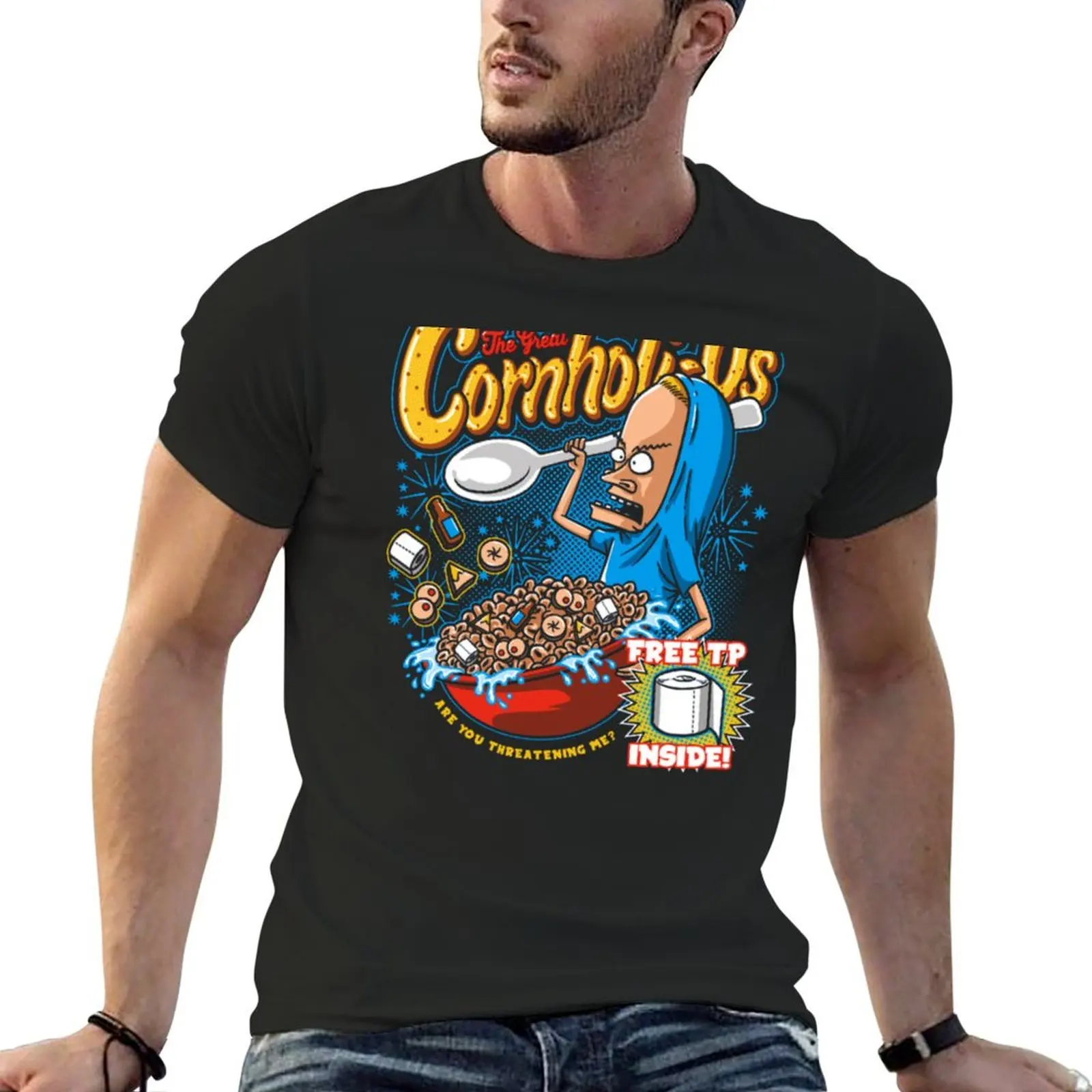 Beavis The Great Cornholio Are You Threatening me T-Shirt blanks shirts graphic fitted t shirts for men