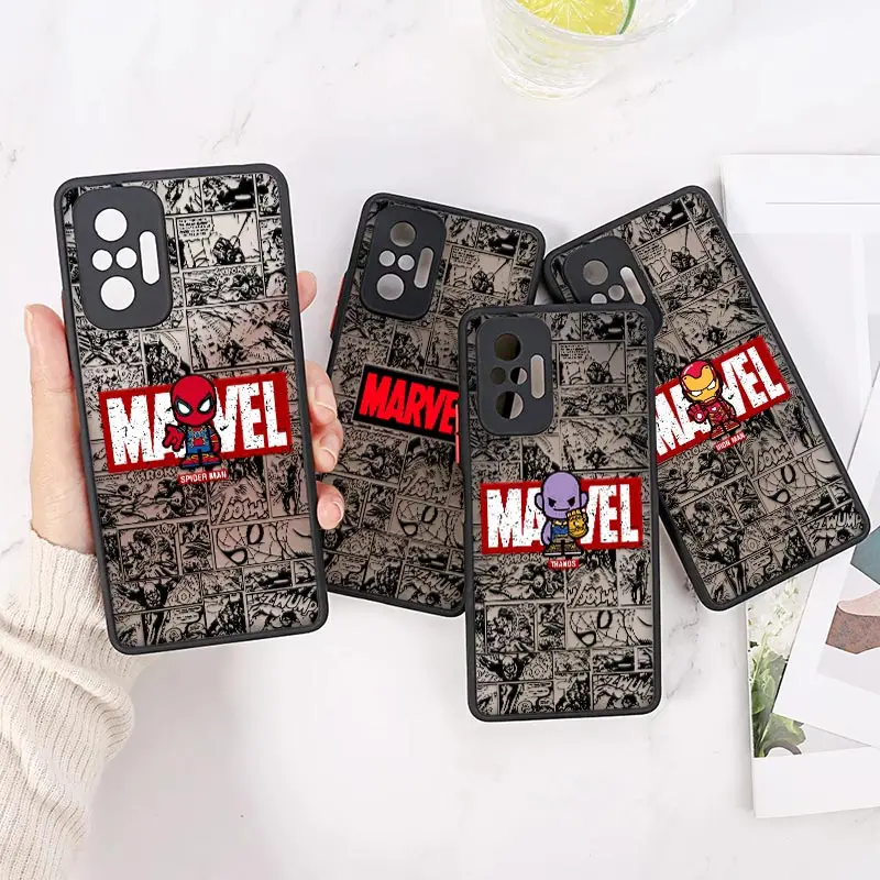 Marvel Comics Avengers para Redmi Note 11 funda Redmi 8 9 9A 9C 9T 10C 6A 7A Note 8 10 11 9 Pro funda mate Spider Man Thanos