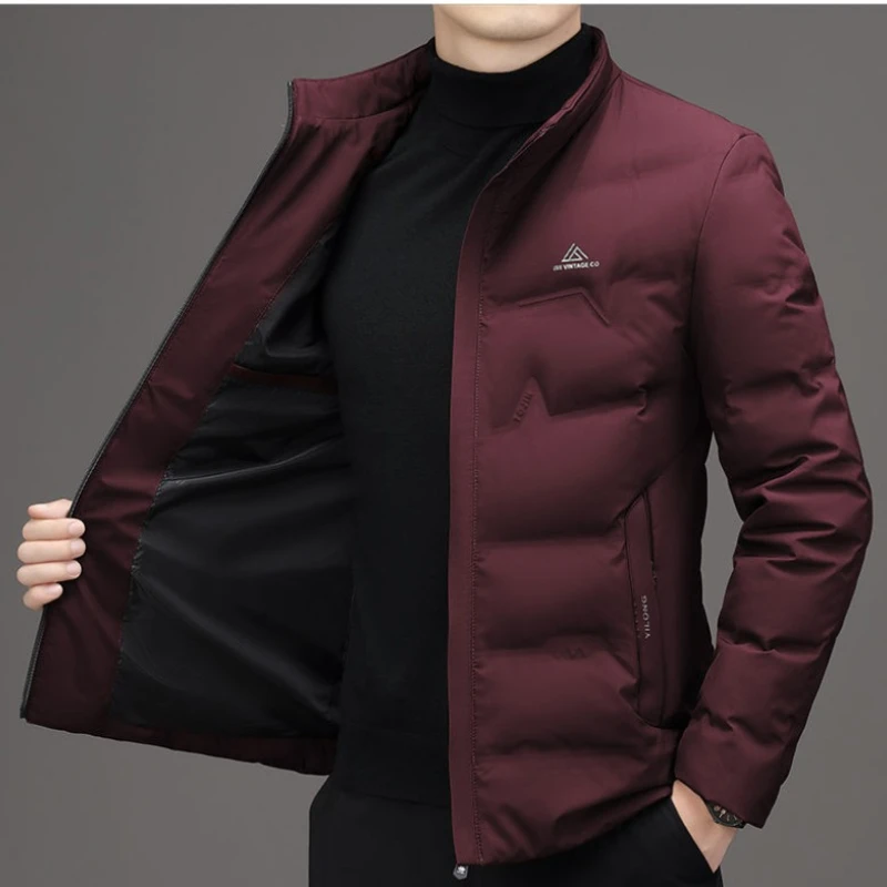 2023 New Men Down Jacket Winter Coat Male Frivolous Parkas Stand Collar Outwear Warm Duck Down Overcoat Middle-aged Clothing