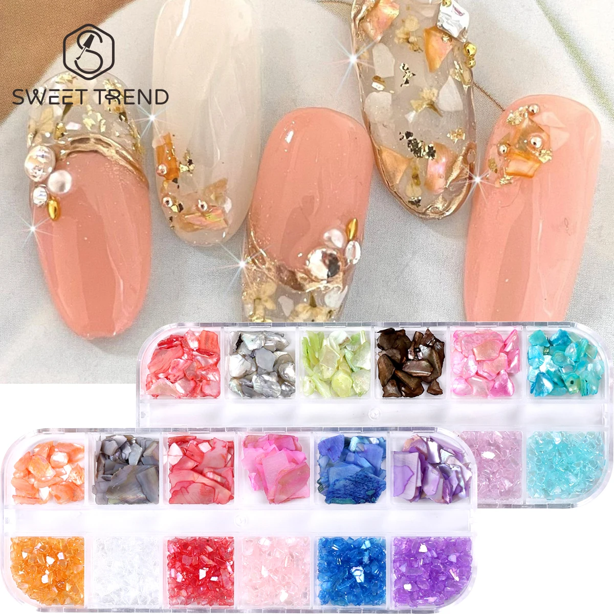 12 Grids New Color Abalone Fragments Nail Jewelry Colorful Shell Gravel Design Jewelry Ocean Theme DIY Charm Manicure Accessory