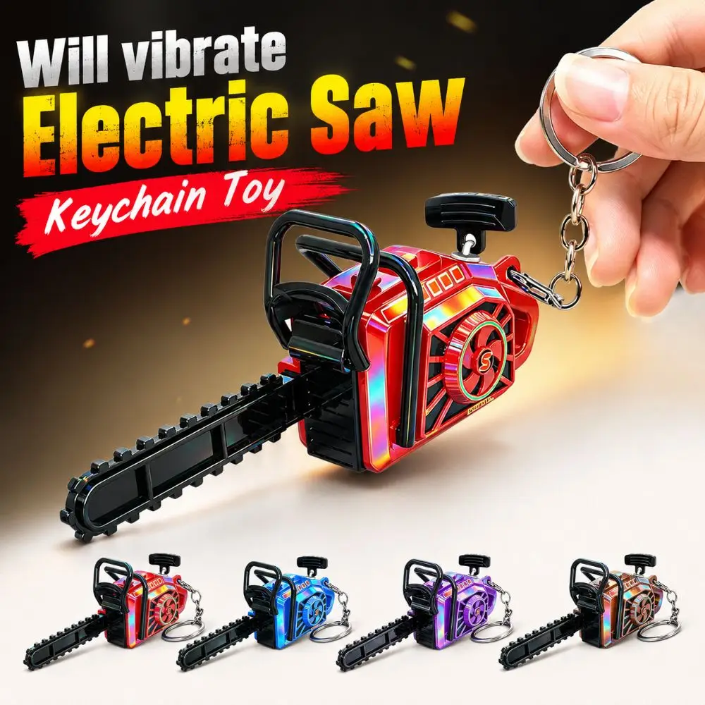 Plastic Electric Saw Keychain Clockwork Pull Rope Power Saw Bag Pendant Portable Realistic Logging Saw Gift Key Decor