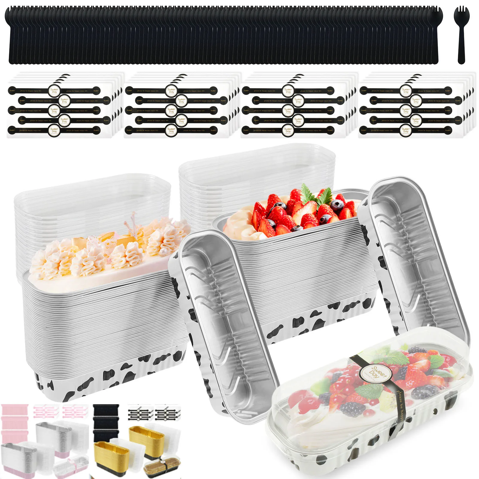 Mini Loaf Pans with Lids Rectangle Aluminum Foil Baking Pan Bread Container Heat-Resistant Cake Pans Party Dessert Supplies