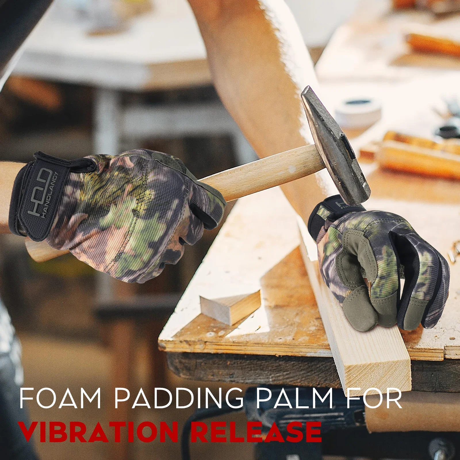 Sarung Tangan Kerja HANDLANDY untuk Pria, Sarung Tangan Kerja Mekanik Utilitas Layar Sentuh, Sarung Tangan Taktis Latihan Olahraga