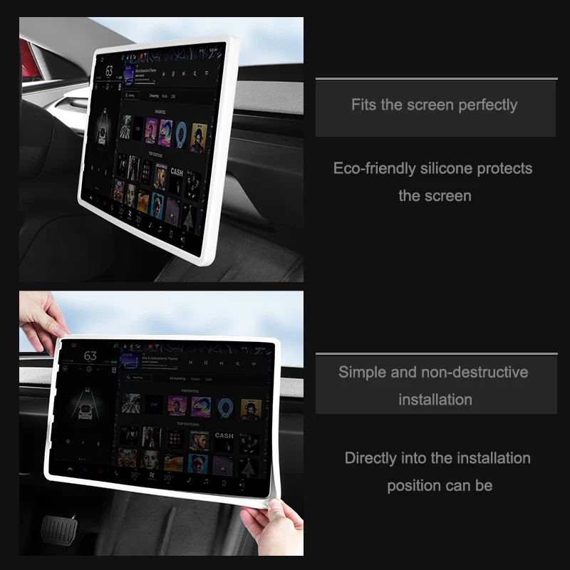 For Tesla Model 3 Highland 2024 Navigation Screen Protector Frame Display All-inclusive Soft Silicone Cover Central Protective