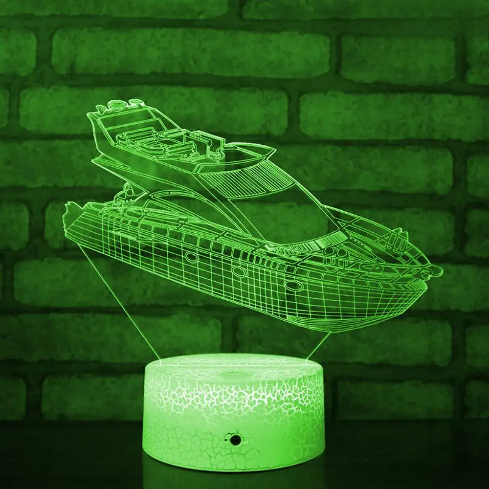 Nighdn 3D Illusion Yacht Night Light 7 Color Changing LED Optical Lamp for Beroom Desk Decor Birthday Christmas Gift for Kids