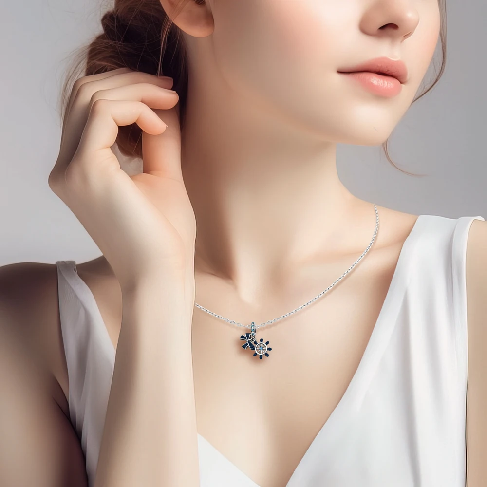 Ahthen 925 فضة رائجة البيع حبة السفينة الدفة ربطة العنق سحر صالح ثعبان سلسلة أساور القلائد للنساء صنع المجوهرات