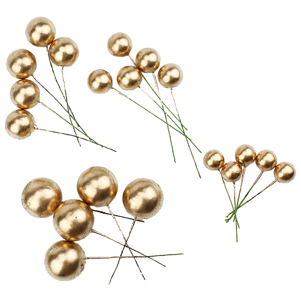 20 Pcs 20pcs Golden Ball Birthday Party Cake Baking Dessert Decoration Insert (Gold) Topper Boho Bakery Cupcake Replaceable