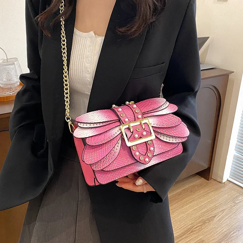 Small Niche Design High Aesthetic Butterfly Wing Women's Bag Single Shoulder Crossbody Rivet Chain Bag
