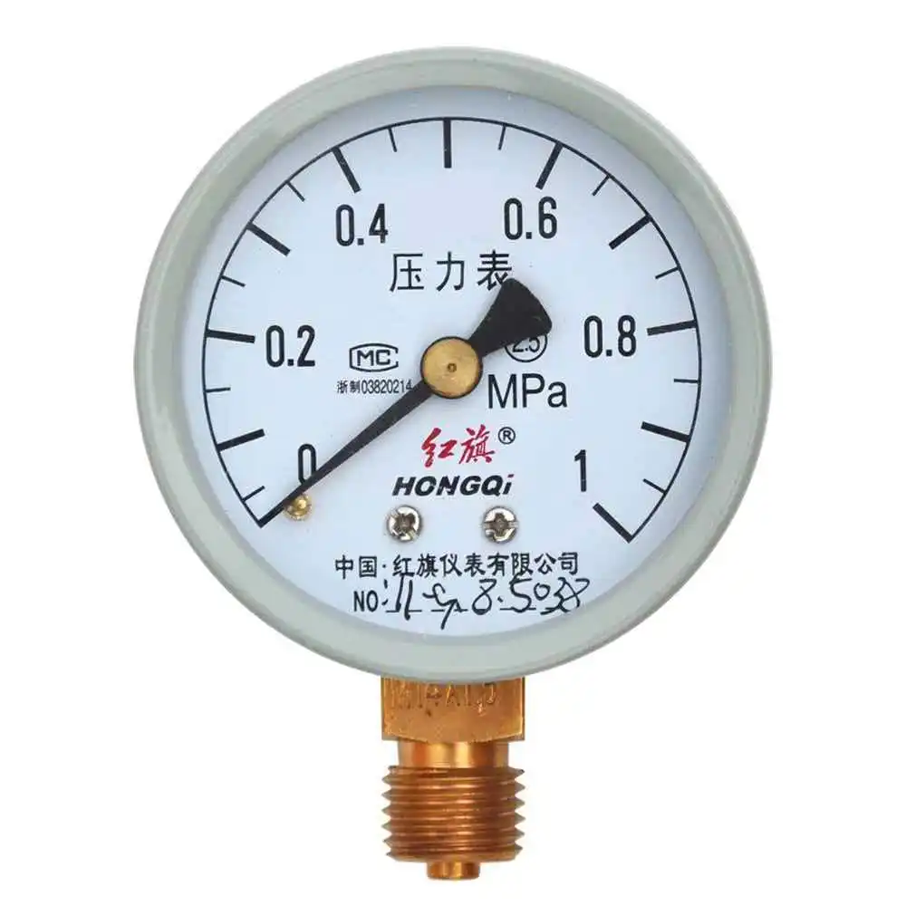 Instrument Pressure Gauge Y-60 Radial Air Pressure Water Pressure Oil Gauge High Precision Air Conditioner Pressure Gauge 0-1.6M