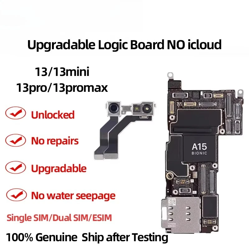 Logic Board for 13 Pro / 13 Pro Max (Dual-SIM or Single-SIM Version) Supports IOS Updates Unlocked Features Face ID Unlock