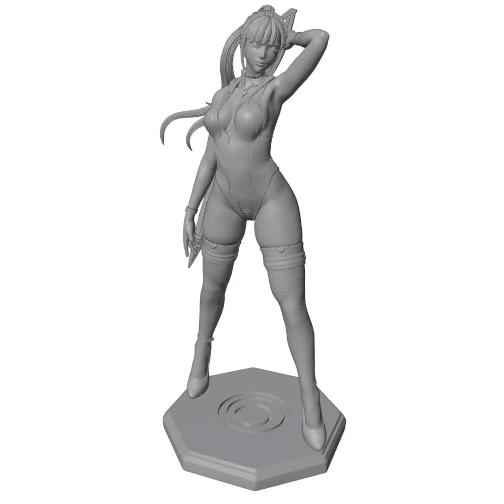 Samurai with Sword Sexy Long-Haired Girl 1/24 Miniature Resin Statue 75mm Handmade Model Kit, 3D Printed Unpainted Resin Model Needs Hand Painting, Perfect for Tabletop Games and Role-Playing Games, Mysterious Figure Decoration |   Fine Fantasy Dolls |   Exquisite Craftsmanship