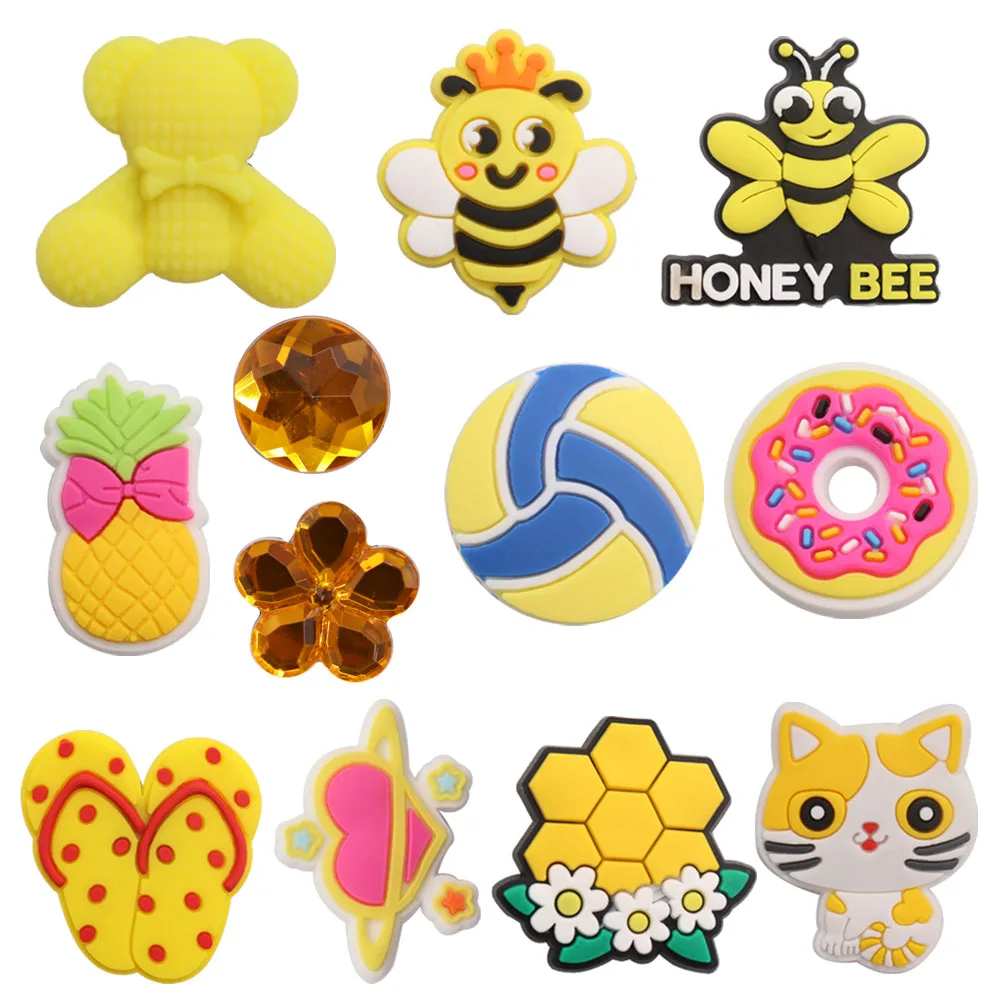 1-12PCS Donut Pineapple Cat Shoes Charms Accessories Buckle Clog Sandals Decorations DIY Wristbands Kids Gifts