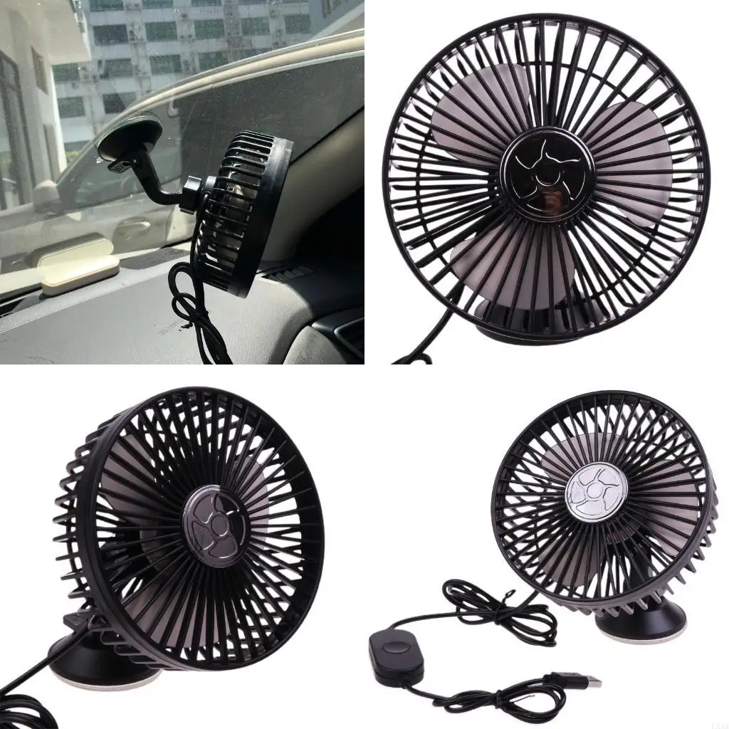 

LXAA Universal USB Single for Head Car Fan Auto Cooling Cooler Fan 360° Rotating Suction Cup USB Fan for Seat Back Dashboard
