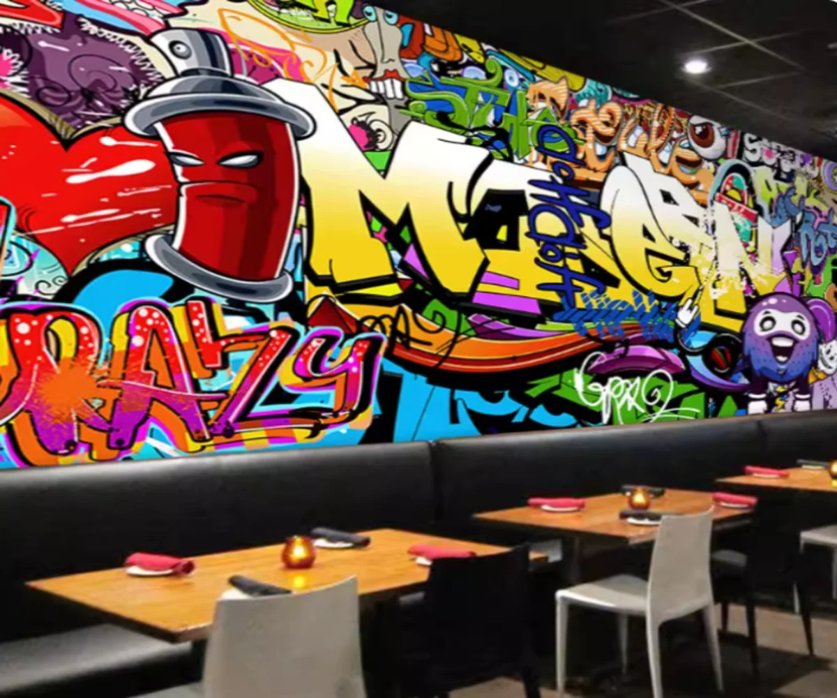Custom Wallpaper Graffiti background wallpaper street spray painting mural dance studio gym wall decoration wallpaper