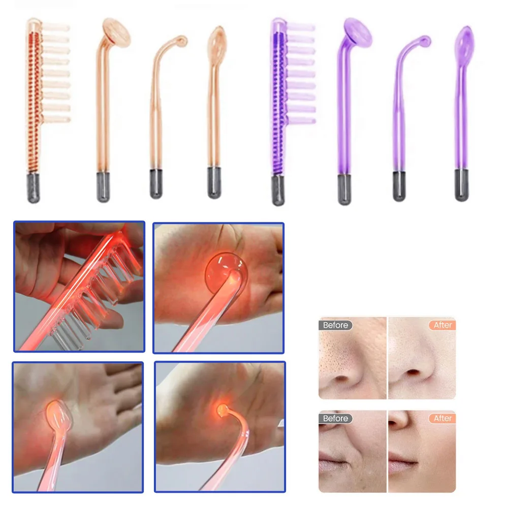 Replacement Violet Red High Frequency Electrodes Glass Tube for Facial Body Wand Acne Spot Wrinkle Removal Skin Care Beauty