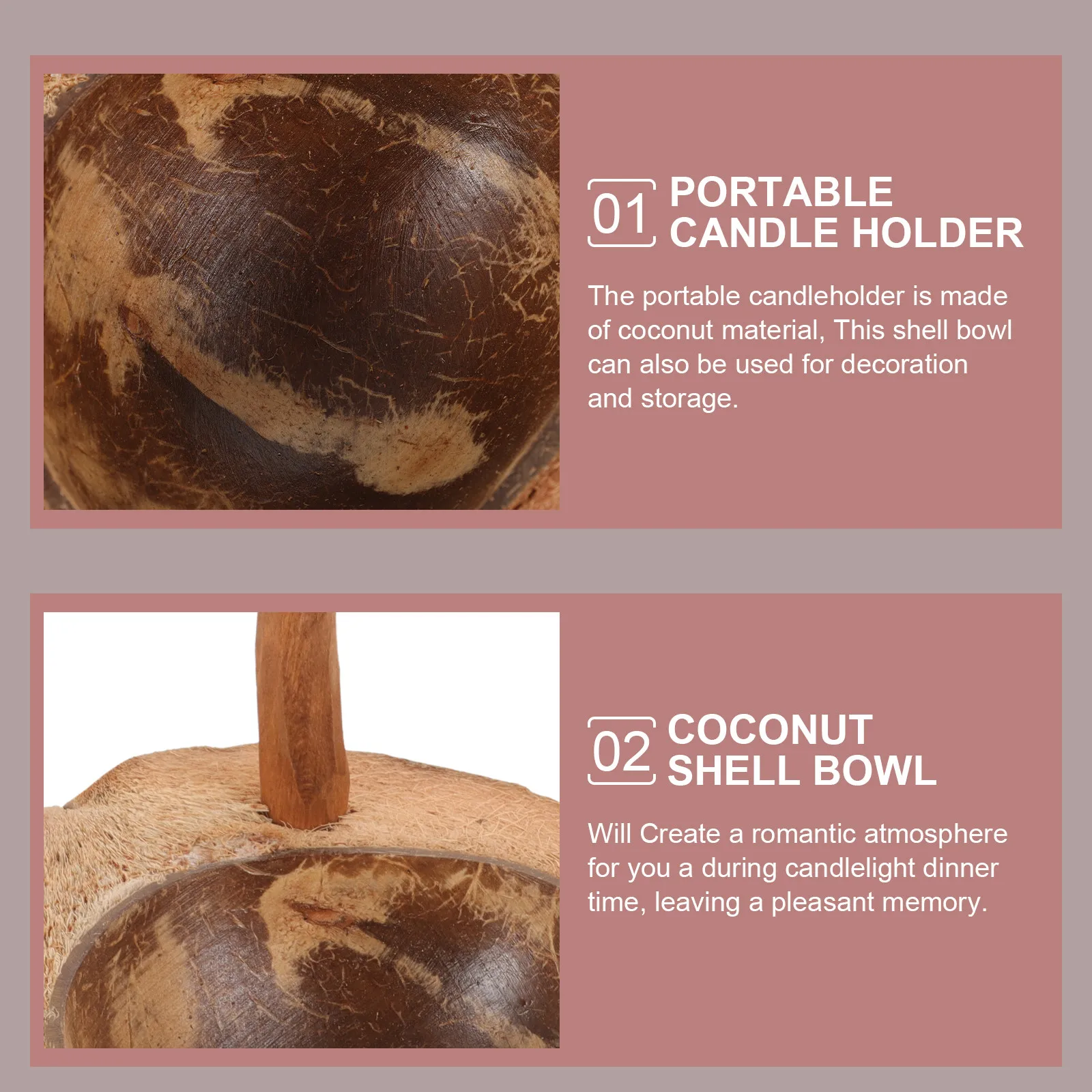 Coconut Shell Holder Natural Eco Friendly Taper Candlestick for Romantic Dinner Wedding Party Home Decor Table