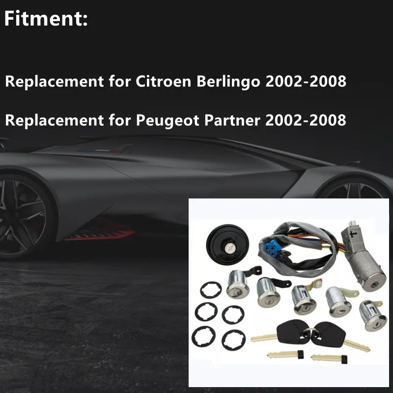 Car Ignition switch Lock Cylinder Set For Citroen Berlingo 2002-2008 Peugeot Partner 2002-2008 4162CF