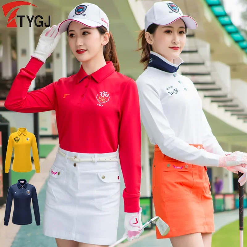 TTYGJ Golf Sports Wear Female Polo Shirt Long-sleeved Golf T-shirt Women Breathable Jersey Ladies Spring Autumn Casual Tops S-XL