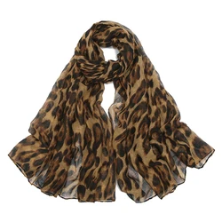 New Sunscreen Voile Thin Women Scarf Summer Girls Classic Leopard Print Scarves Soft Lady Foulard Viscose Female Wrap Shawls