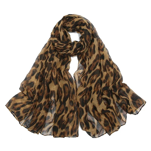 Nueva bufanda fina de gasa con protección solar para mujer, bufandas clásicas con estampado de leopardo para verano, Foulard suave para mujer, chales envolventes de viscosa para mujer