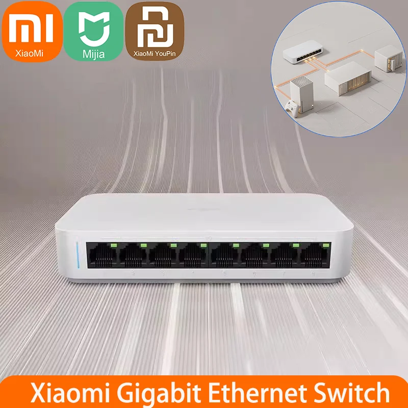 Xiaomi Mi 8 Ports RJ45 Gigabit Ethernet Switch 1000Mbps Mini Network Switches VLAN Ethernet Splitter Lan Mijia Router Hub Switch