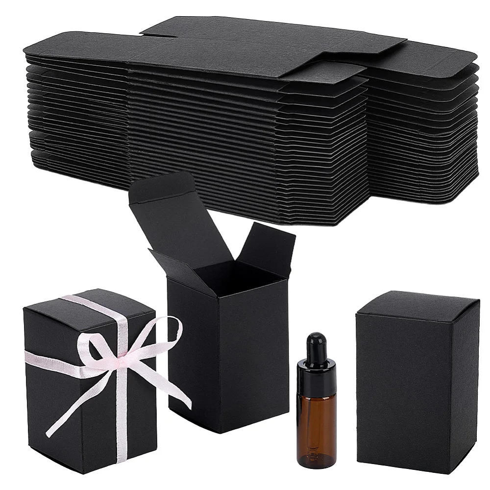 30pcs Essential Oil Packing Box 5x5x8cm Black Kraft Paper Gift Box Perfume Packaging Boxes Gift Wrapping Boxes
