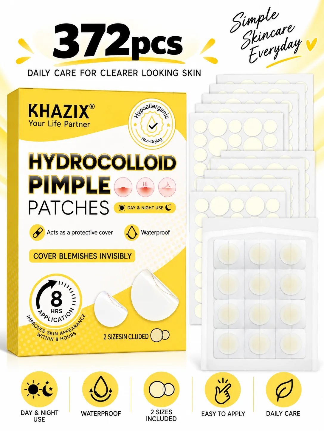 Acne patches, hydrogel acne concealer patches, daily facial care patches, blemish concealment