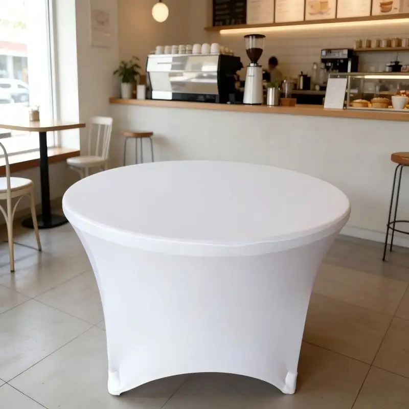 

Modern Stretch Table Cover round Spandex Fitted Elastic Tablecloth for Wedding Birthday Party Holiday Hotel Wholesale Decoration