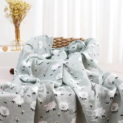 120x110cm Bamboo Cotton Baby Muslin Swaddle Blanket Cute Soft Print Baby Towel Wrap