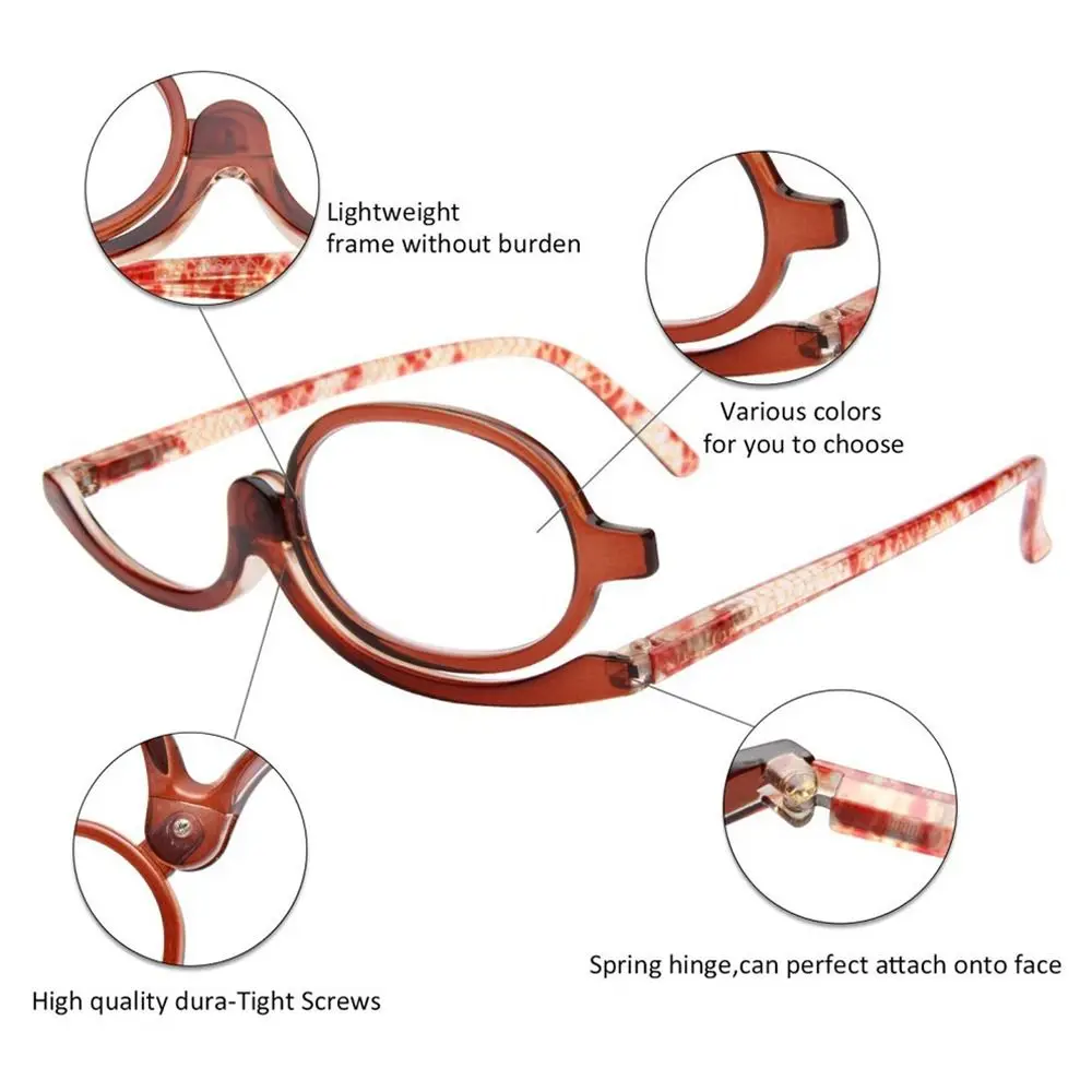 Portable +1.50~+4.0 Diopter Vision Care Magnifying Glasses Cosmetic Glasses Rotating Makeup Reading Glasses Folding Eyeglasses