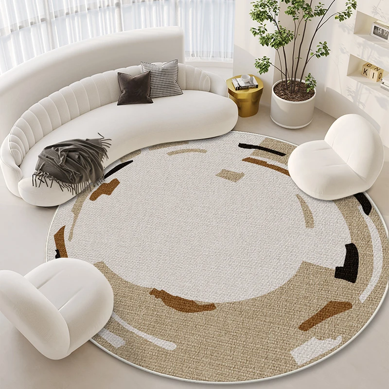 Wabi Sabi Style Round Carpet Living Room Study Sofa Coffee Table Non Slip Carpets 2024 New Simple High Grade Anti Fouling Rug