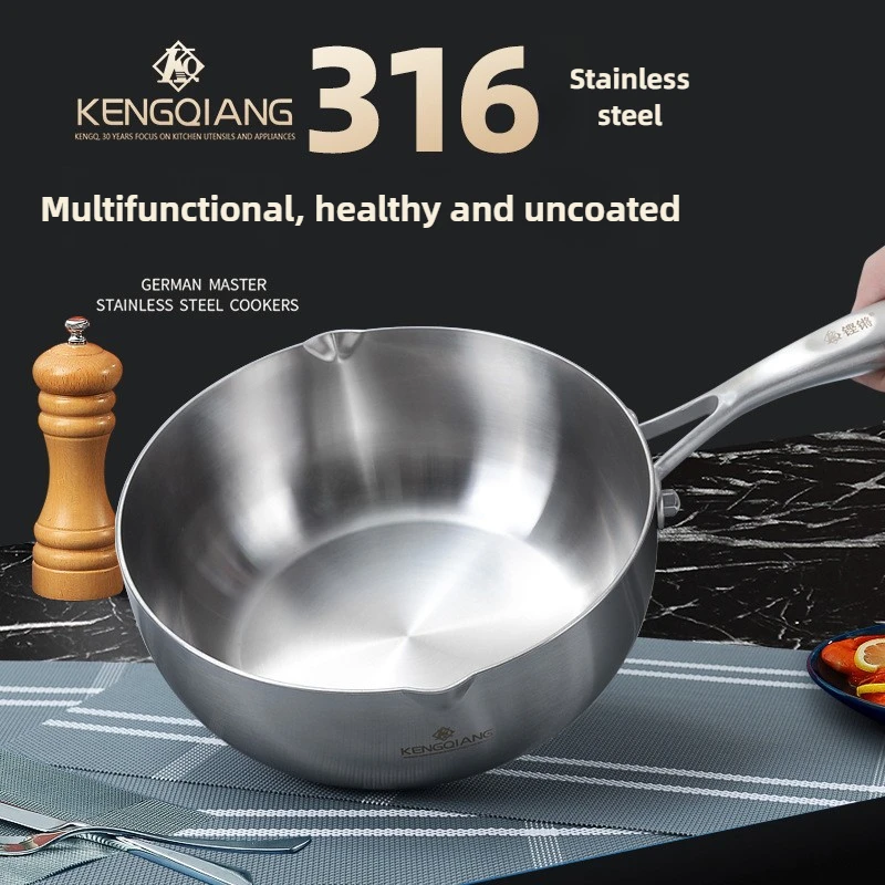 

Снежный горшок из нержавеющей стали 316, не покрытый, антипригарный горшок для молока, домашняя лапша, небольшой суп, детский горшок для дополнительного питания