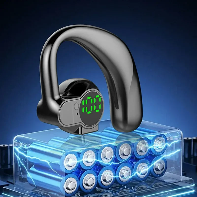 Wireless Headphone Bluetooth5.4 Handsfree Noise Canceling Audifonos Rotatable Sport Digital Display Earphones Single Ear Earhook