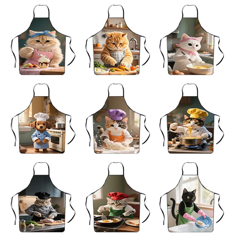 Schürze mit Katzenmotiv, kreatives Spezialdesign, spezielle Schürze für die Arbeit in der Küche