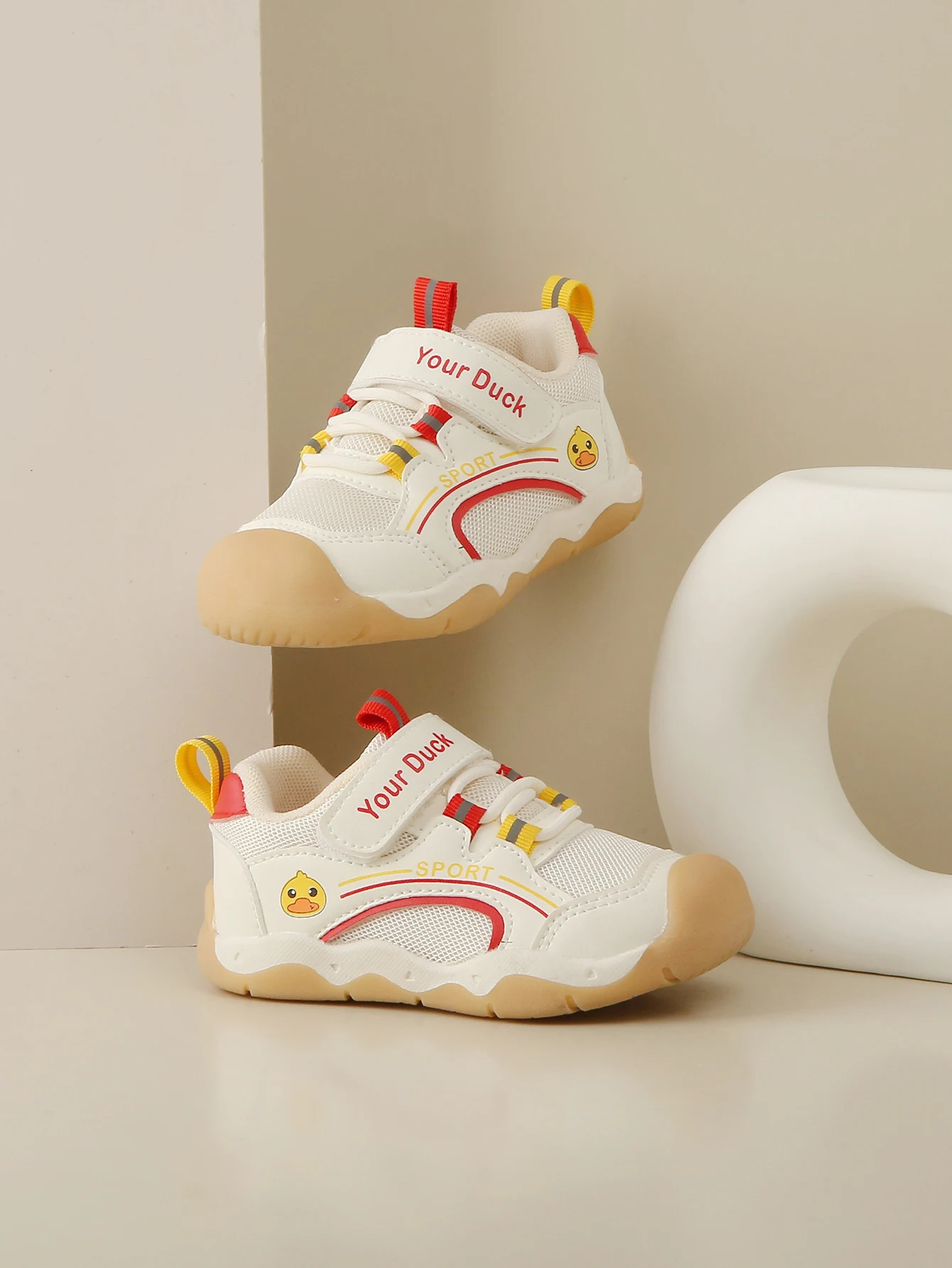 COMFY KIDS Toddler Little Duck Mesh Breathable First Walking Shoes, Hook-and-Loop Toe-Cap Protection Soft Wear-Resistant Rubber