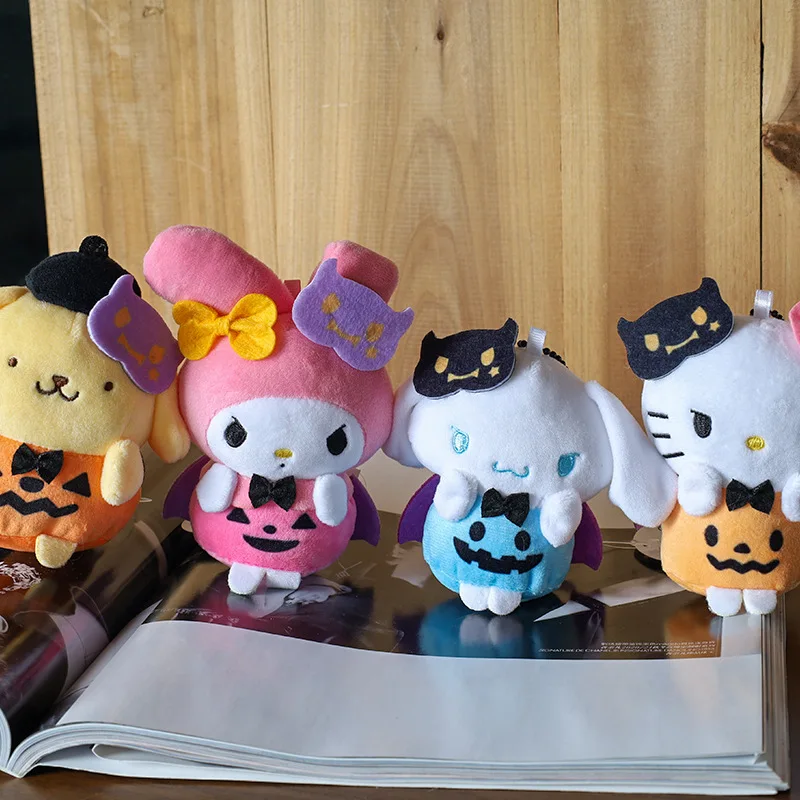 New Halloween Holiday Style Sanrio Plush Toy Keychain Cinnamoroll Pochacco Ghost Little Devil Kuromi Bag Pendant Children's Gift