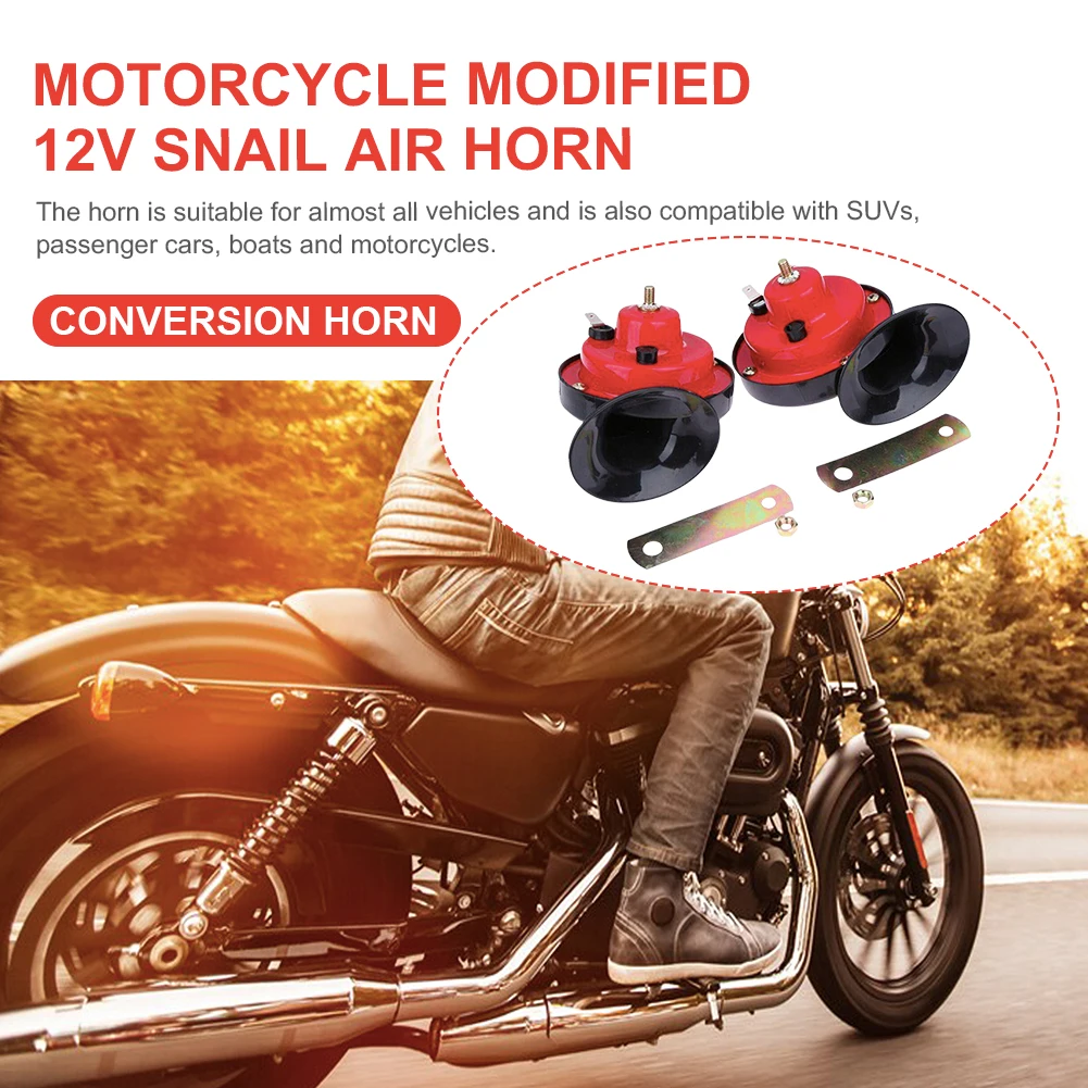 12V Snail Air Horn 48W Waterproof Air Motorcycle Horn 300DB Auto Snail Horn Super Loud Horn for Motorcycle Car Truck SUV Boat