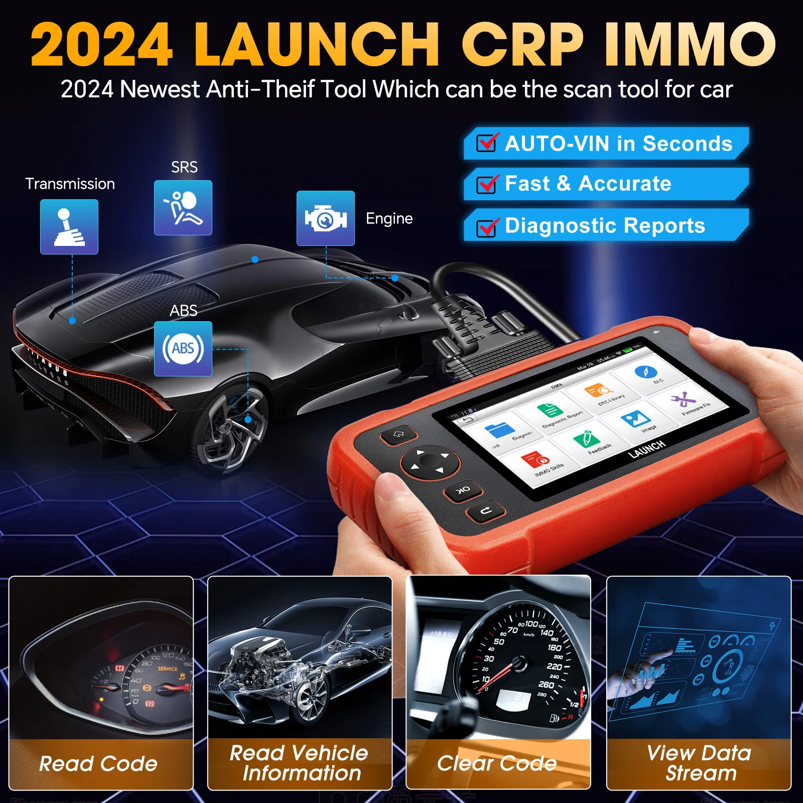 LAUNCH  CRP IMMO All System Car Diagnostic Tool Auto OBD2 Scanner IMMO Programmer Key Immobilizer Car Diagnostic Tool