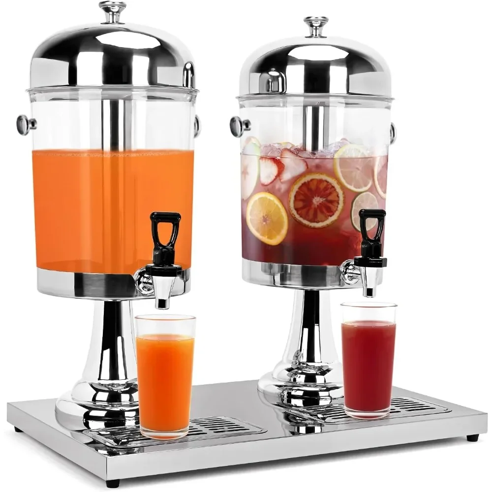 

4.4 gallon dual drink dispenser, beverage dispensers with ice core and spigot, stainless steel juice dispenser for parties, wed