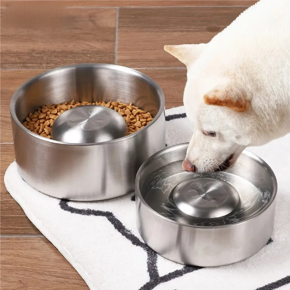 Gamelle anti-glouton en acier inoxydable pour chien, gamelle à eau, gamelle anti-renversement, gamelle à alimentation lente, gamelle anti-étouffement pour M