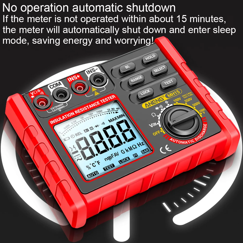 Medidor Digital multifuncional de resistencia de aislamiento MH15, ohmímetro, descarga automática, voltaje CA/CC, herramientas de prueba de megóhmetro LCD