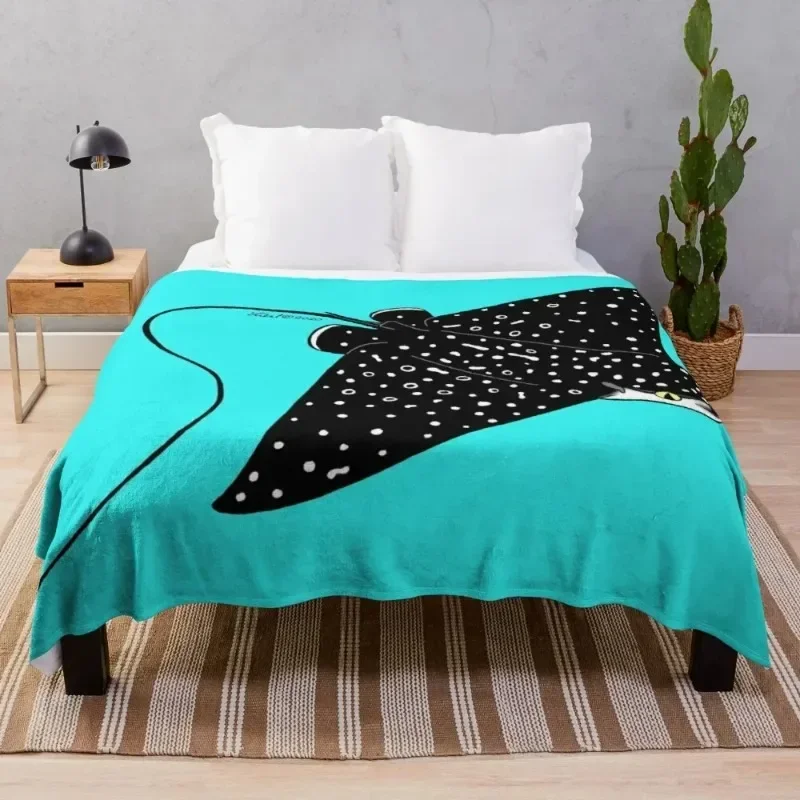 

3d Printed Blanket Spotted Eagle Ray Pup Throw Blanket Knitted Blanket Quilt Luxury for Livingroom Bedroom Office Bed Sofa Cover
