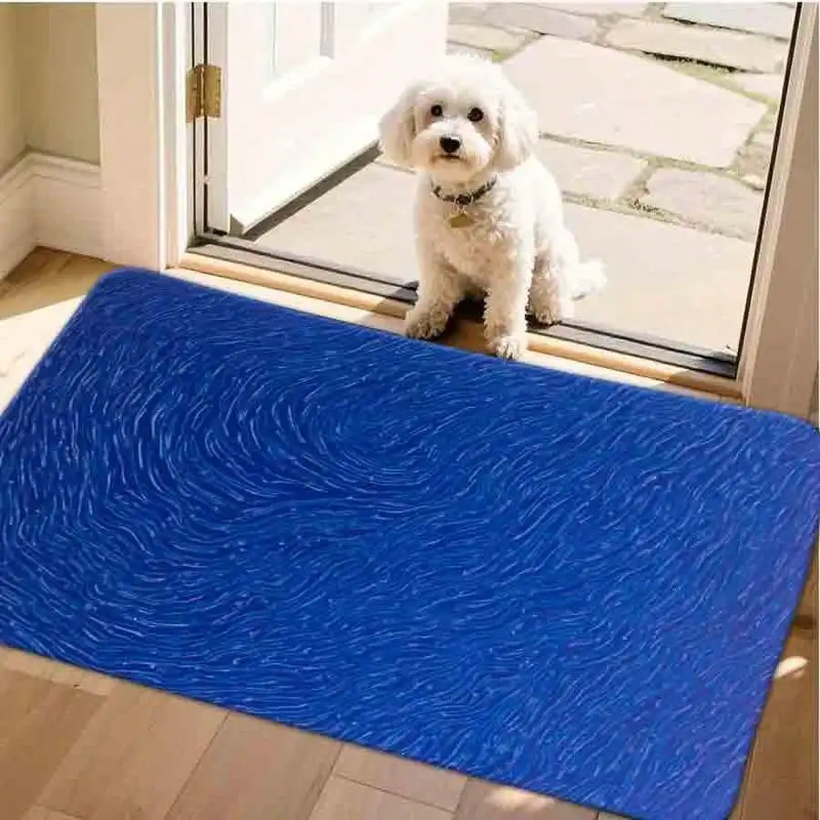 1pc Flannel Floor MatModern Abstract Blue Swirl Ripple Print Non-Slip Area Rug Dynamic Fluid Pattern Decorative Floor MatNon-Slip, Machine Washable, Soft Area