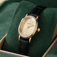 Reloj de cuarzo elegante para Mujer, Reloj ovalado Vintage dorado y negro plateado para Mujer, Reloj de pulsera con esfera a escala Simple para Mujer