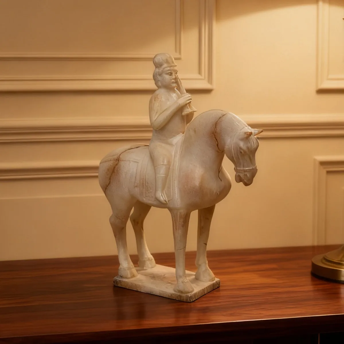 Nouvelle Sculpture Médiévale de Chevalier à Cheval, Ornement Rétro Chinois pour Entrée de Chambre, Hôtel, avec Cheval à Vêtements Doux