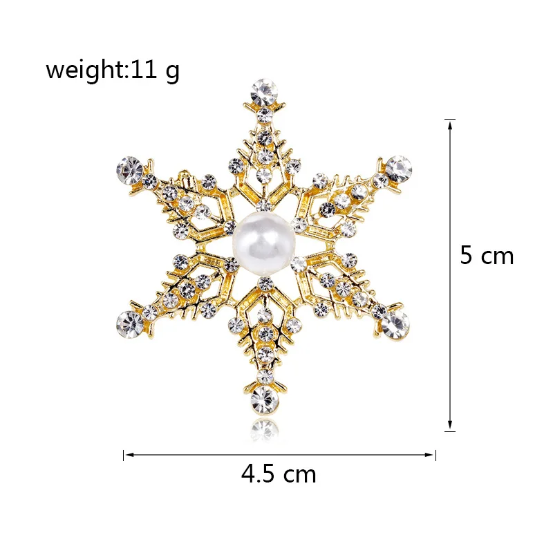 Christmas Snowflake Brooches Pins 2-color Rhinestone New Year Winter Flower Brooch Fashion Jewelry Gifts