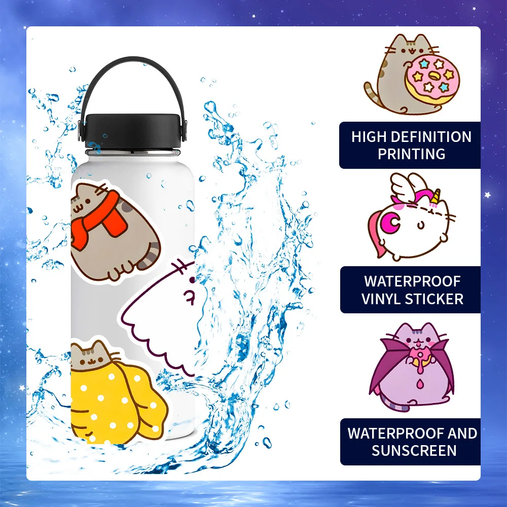 50 Stück Pusheen Anime-Aufkleber, wasserdicht, für Graffiti, Skateboard, Notizbuch, Handy, niedliche Dekorationsaufkleber, Spielzeug – Detail 17