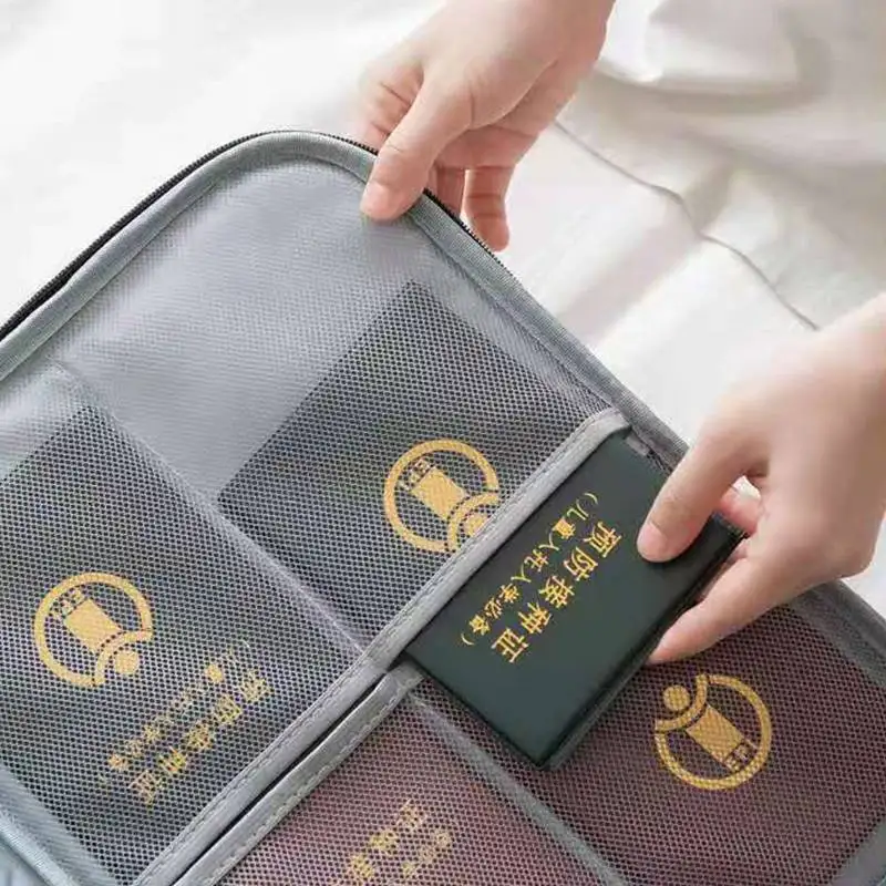 Document Storage Bag Card Bag Household Large-capacity Passport Document Denim Travel Storage Bag Handbag
